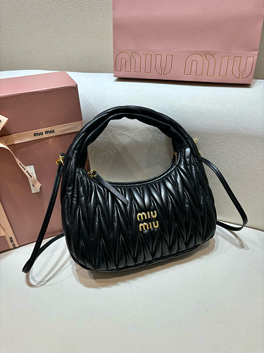 Wander matelassé nappa leather hobo bag