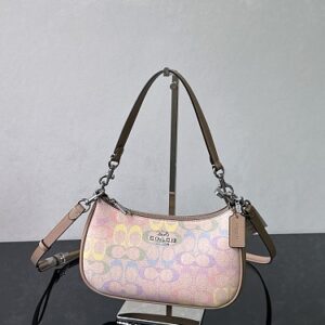 small4.jpg NWT COACH Teri Shoulder Bag In Rainbow Signature Canvas Silver/Sand Multi